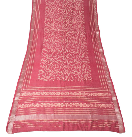 Sushila Vintage Maroon Floral Dupatta Printed Woven Pure Cotton Silk Long Stole
