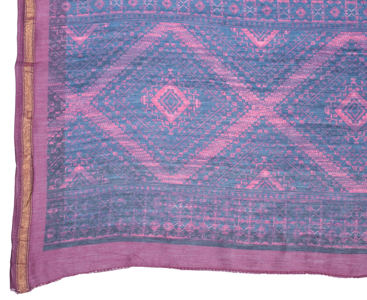 Sushila Vintage Purple Dupatta Pure Cotton Silk Geometrical Printed Long Stole