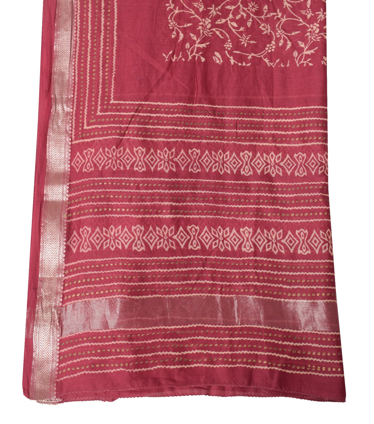 Sushila Vintage Maroon Floral Dupatta Printed Woven Pure Cotton Silk Long Stole