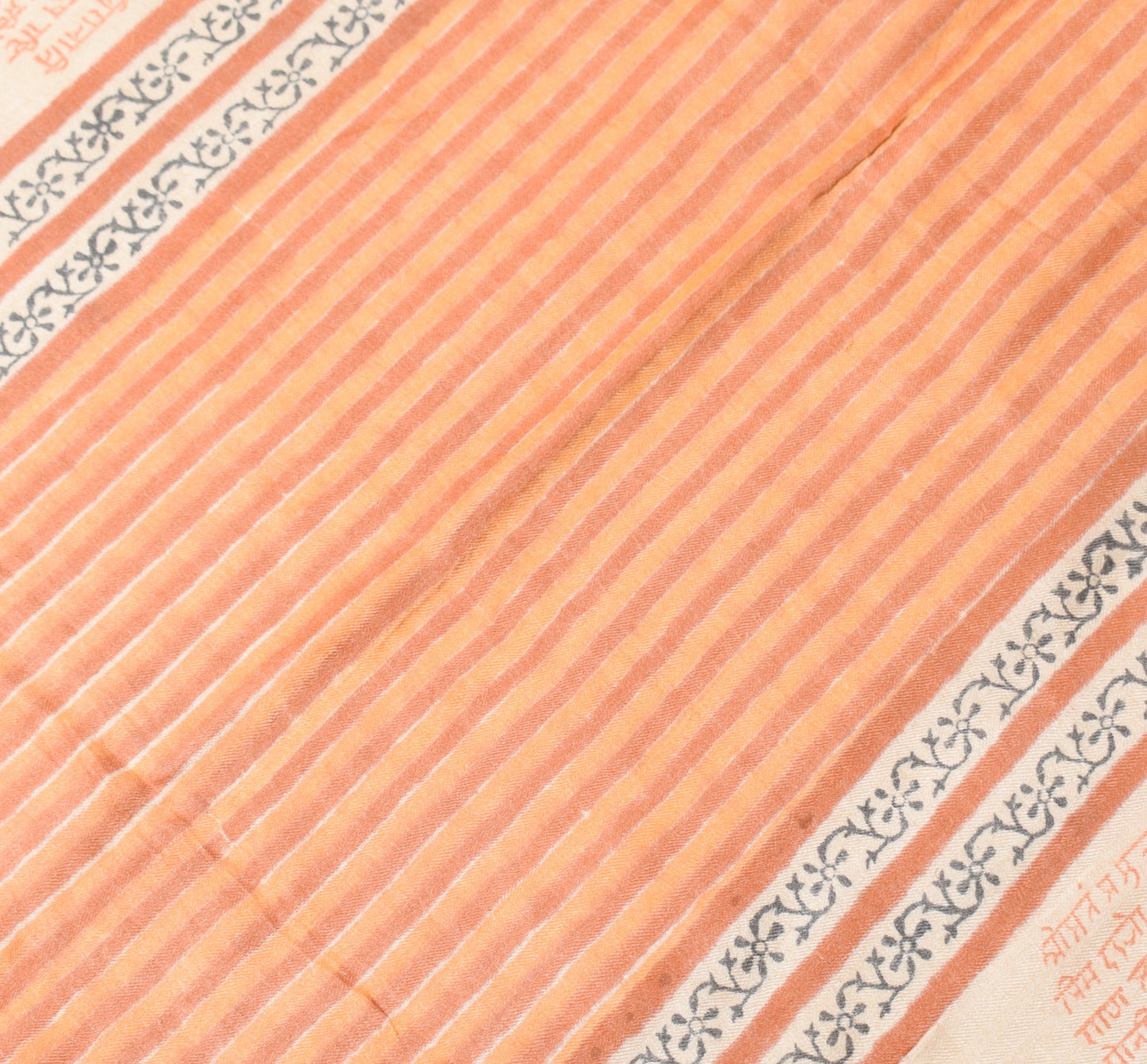 Sushila Vintage Cream Brown Dupatta Pure Woolen Hand Block Printed Long Stole