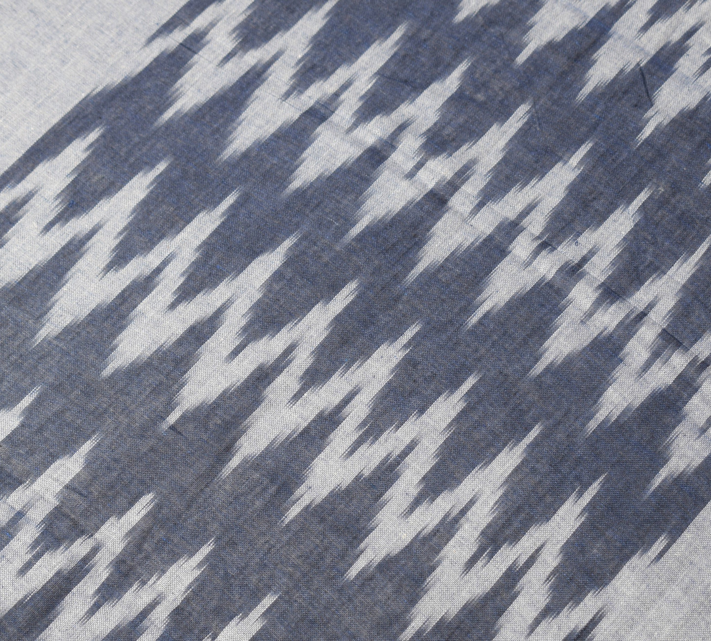 Sushila Vintage Hand Woven Dupatta 100%Pure Cotton Zig-Zag Ikat Blue Long Stole