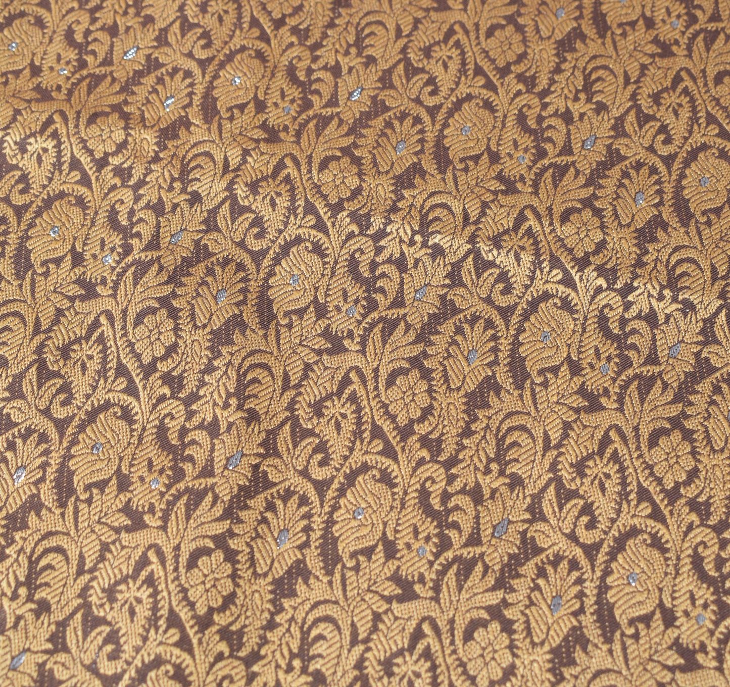 Sushila Vintage Dark Brown Dupatta Art Cotton Silk Floral Woven Long Stole Wrap