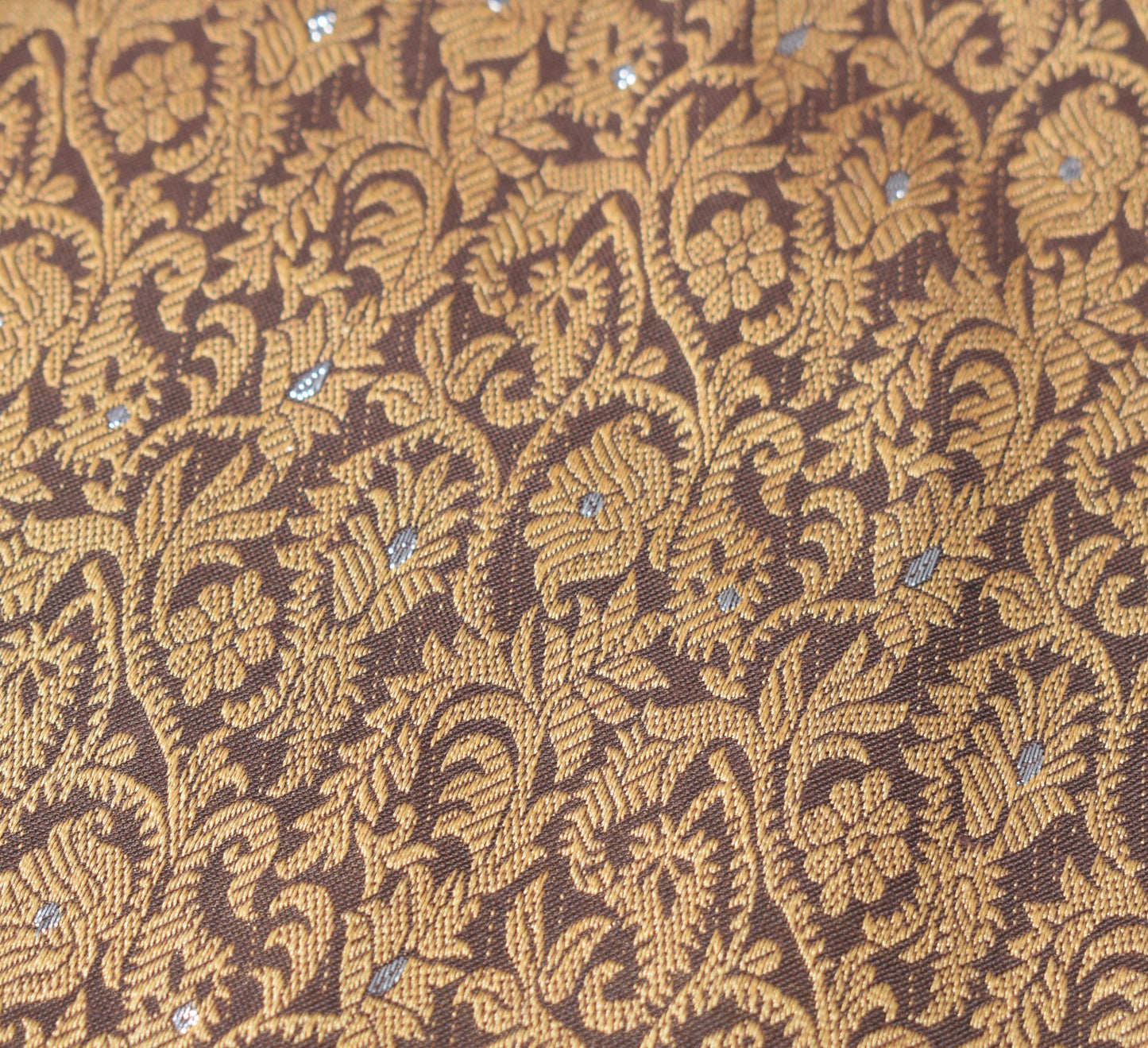 Sushila Vintage Dark Brown Dupatta Art Cotton Silk Floral Woven Long Stole Wrap