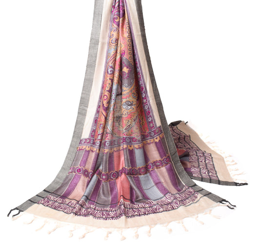 Sushila Vintage Multi-Color Dupatta Printed & Woven Pure Woolen Soft Long Stole
