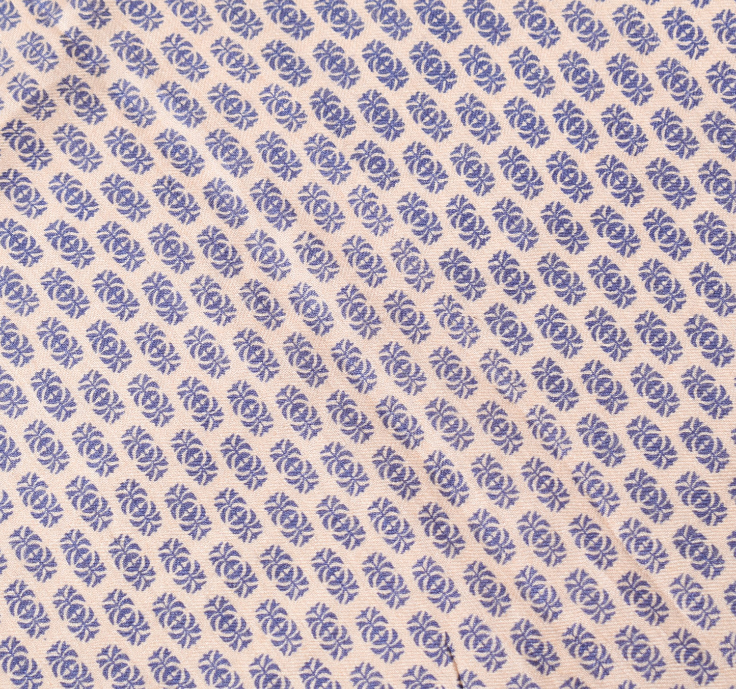 Sushila Vintage Cream Blue Dupatta Pure Woolen Printed & Woven Soft Long Stole