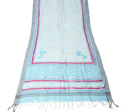 Sushila Vintage Hand Block Printed Dupatta Pure Woolen Woven Zig-Zag Long Stole