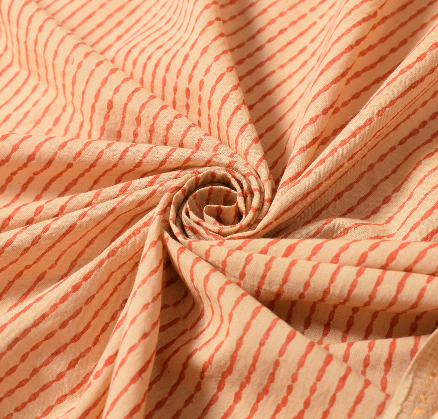 Sushila Vintage Peach Dupatta Pure Cotton Hand Block Print & Woven Long Stole