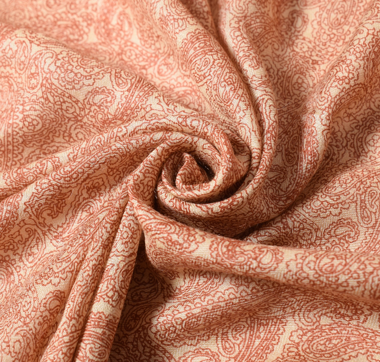 Sushila Vintage Pure Woolen Dupatta Paisley Printed Cream Soft Warm Long Stole