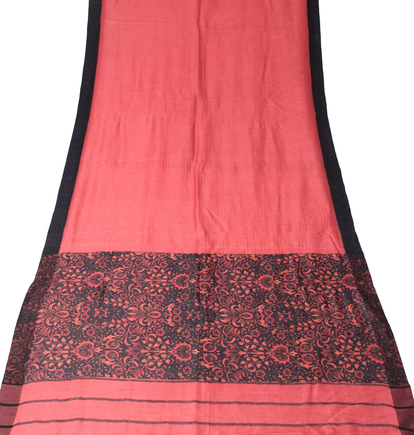 Sushila Vintage Red Pure Woolen Dupatta Floral Hand Printed Woven Long Stole