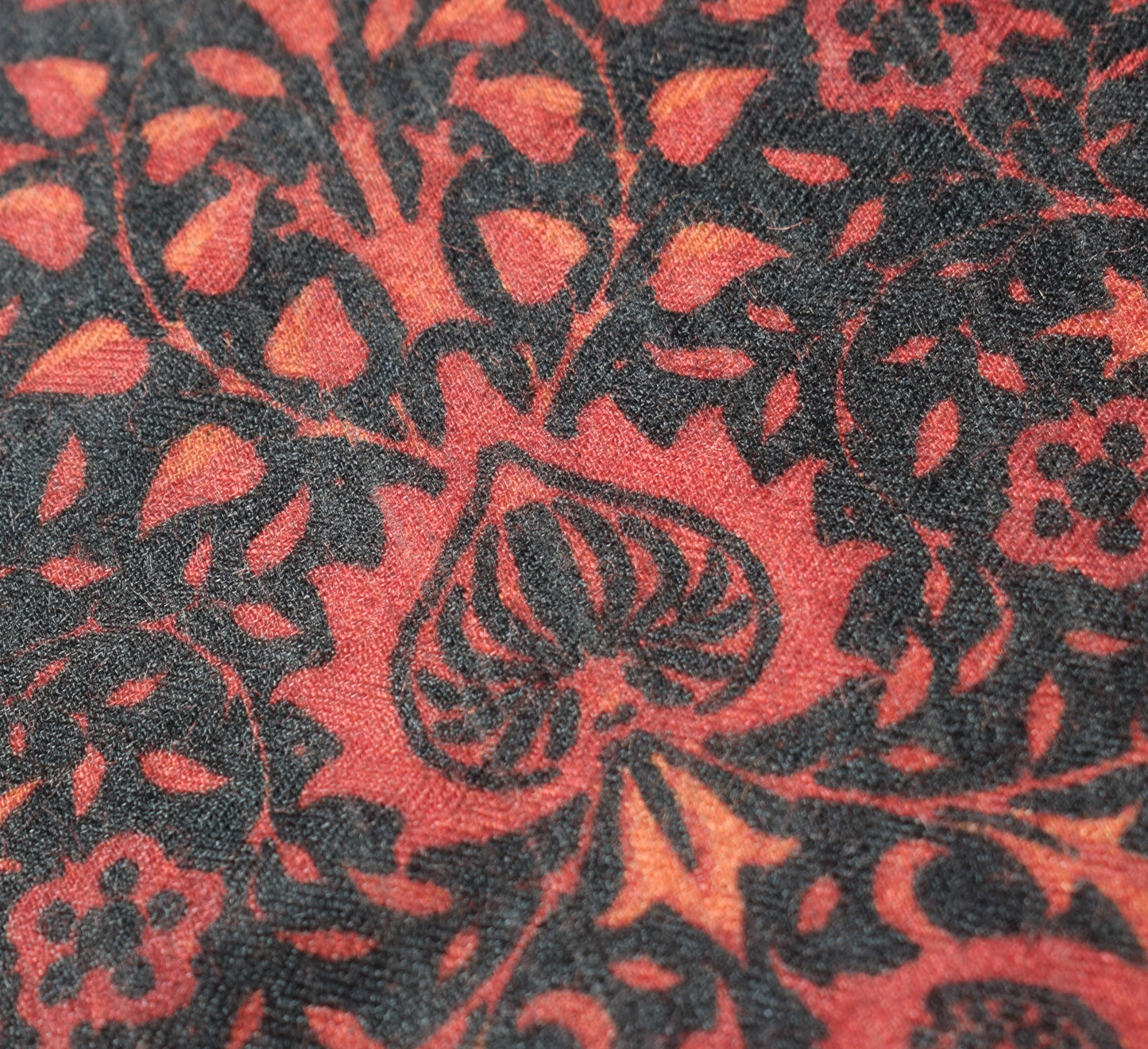 Sushila Vintage Red Pure Woolen Dupatta Floral Hand Printed Woven Long Stole