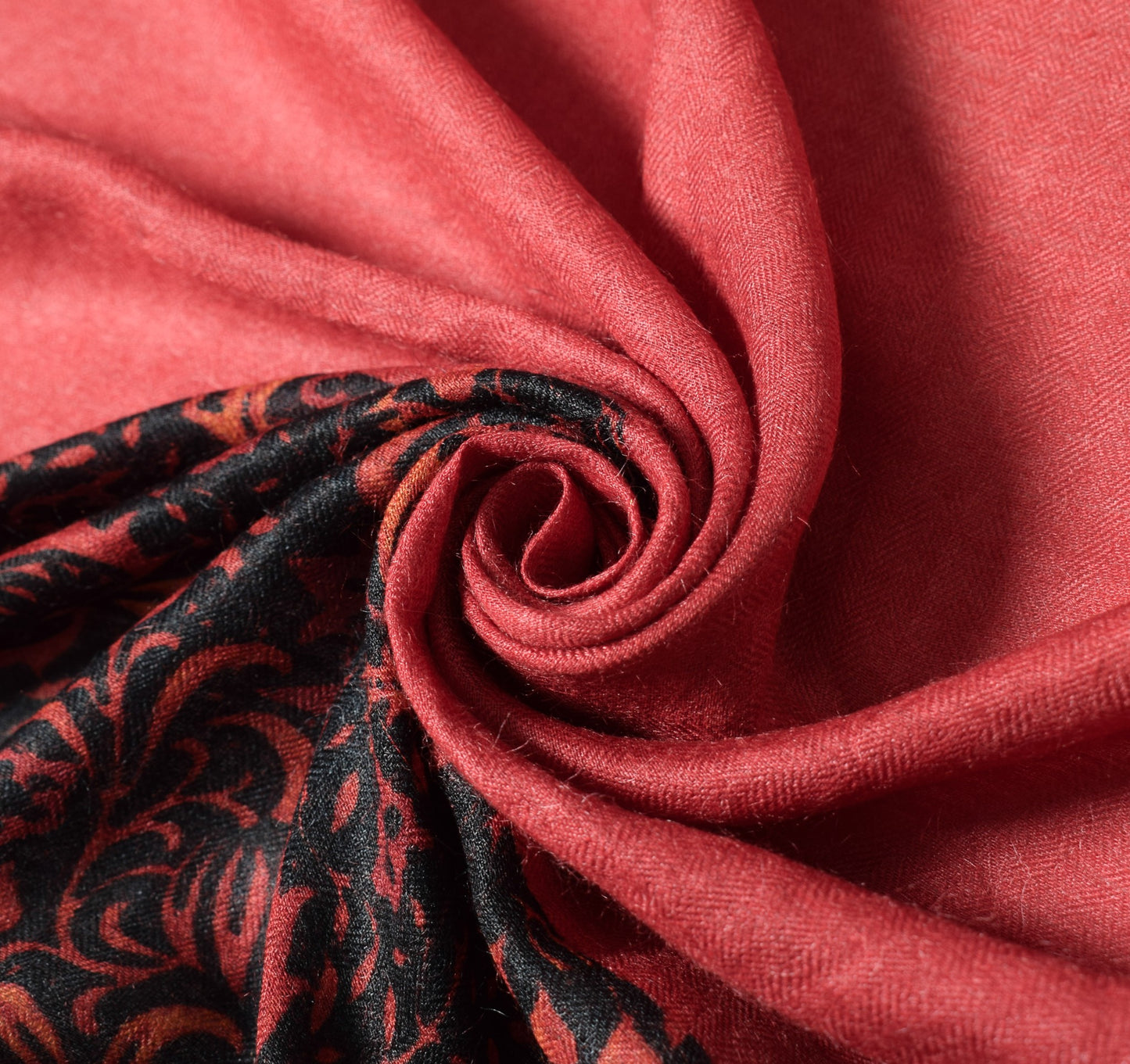 Sushila Vintage Red Pure Woolen Dupatta Floral Hand Printed Woven Long Stole