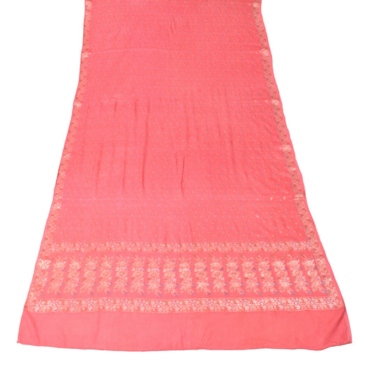 Sushila Vintage Floral Pink Dupatta All Over Woven Pure Chiffon Silk Long Stole