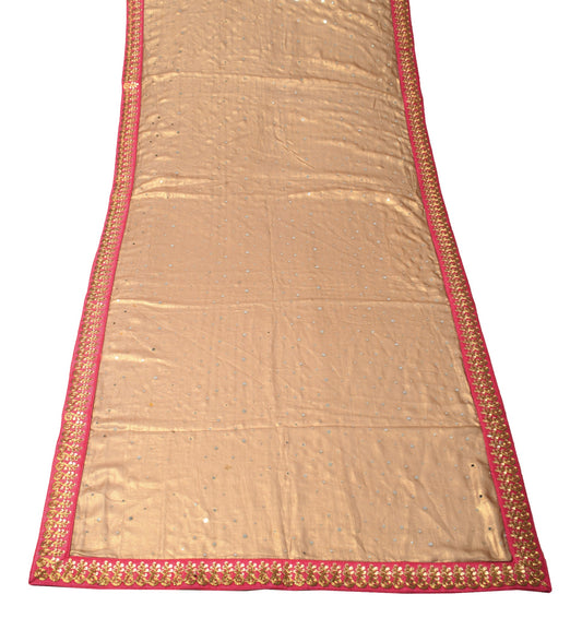 Sushila Vintage Gold Dupatta with Magenta Border Shimmer Embroidered  Long Stole