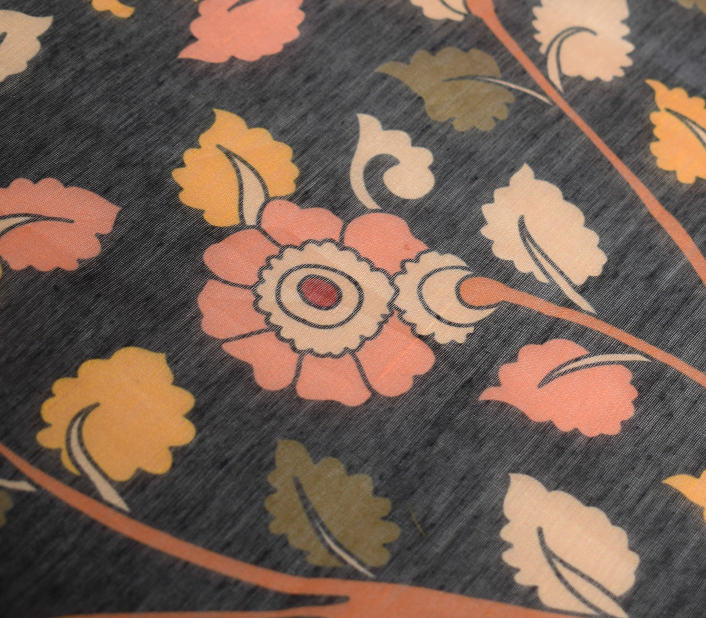 Sushila Vintage Black Dupatta Art Cotton Kalamkari Printed Peacock Long Stole