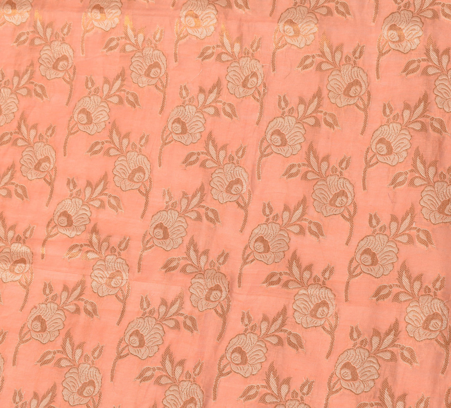 Sushila Vintage Banarasi Peach Dupatta Art Cotton Silk Floral Woven Long Stole