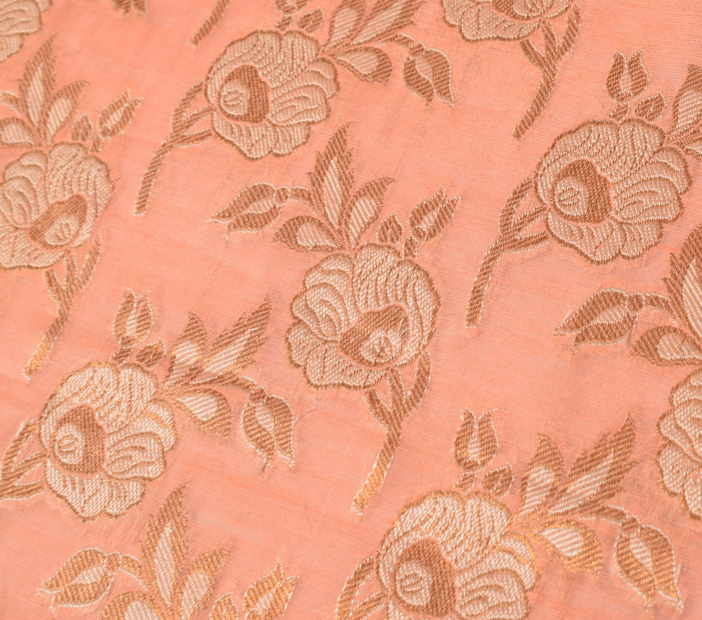 Sushila Vintage Banarasi Peach Dupatta Art Cotton Silk Floral Woven Long Stole