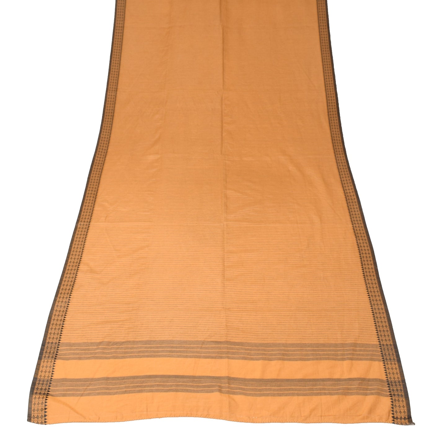 Sushila Vintage Mustard Dupatta 100% Pure Cotton Hand Woven Stripes Long Stole