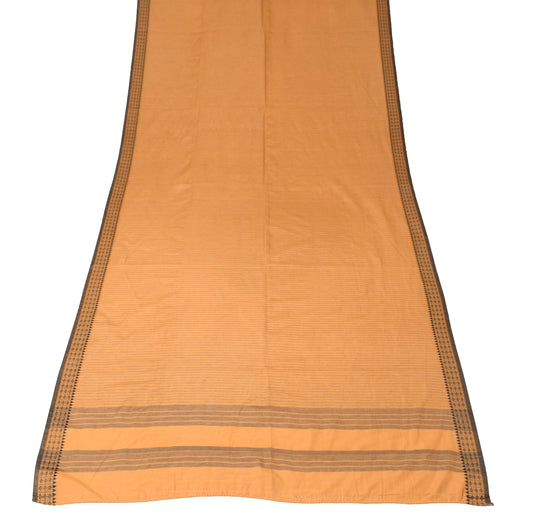 Sushila Vintage Mustard Dupatta 100% Pure Cotton Hand Woven Stripes Long Stole