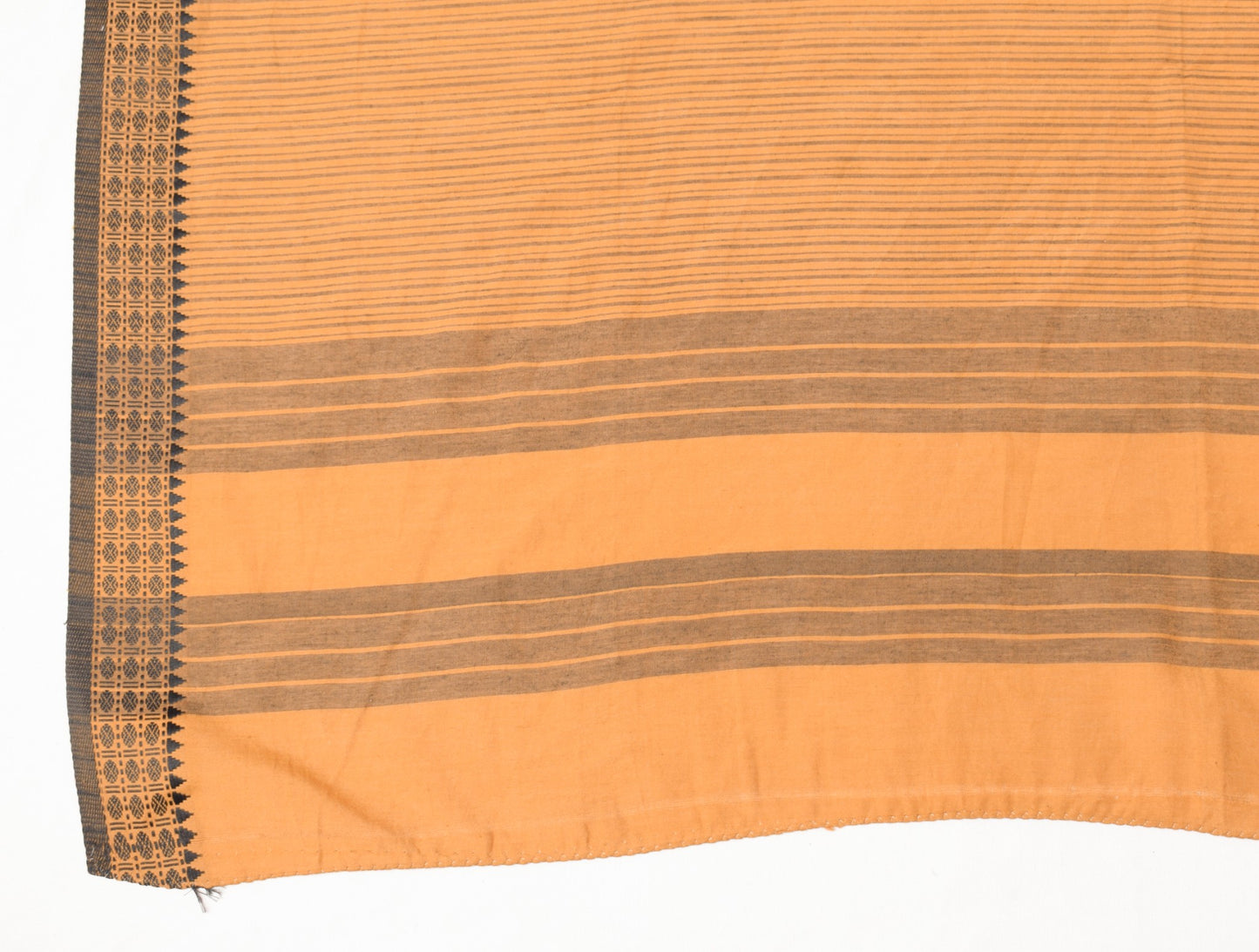Sushila Vintage Mustard Dupatta 100% Pure Cotton Hand Woven Stripes Long Stole