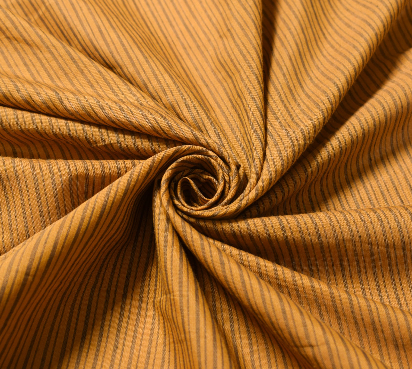 Sushila Vintage Mustard Dupatta 100% Pure Cotton Hand Woven Stripes Long Stole