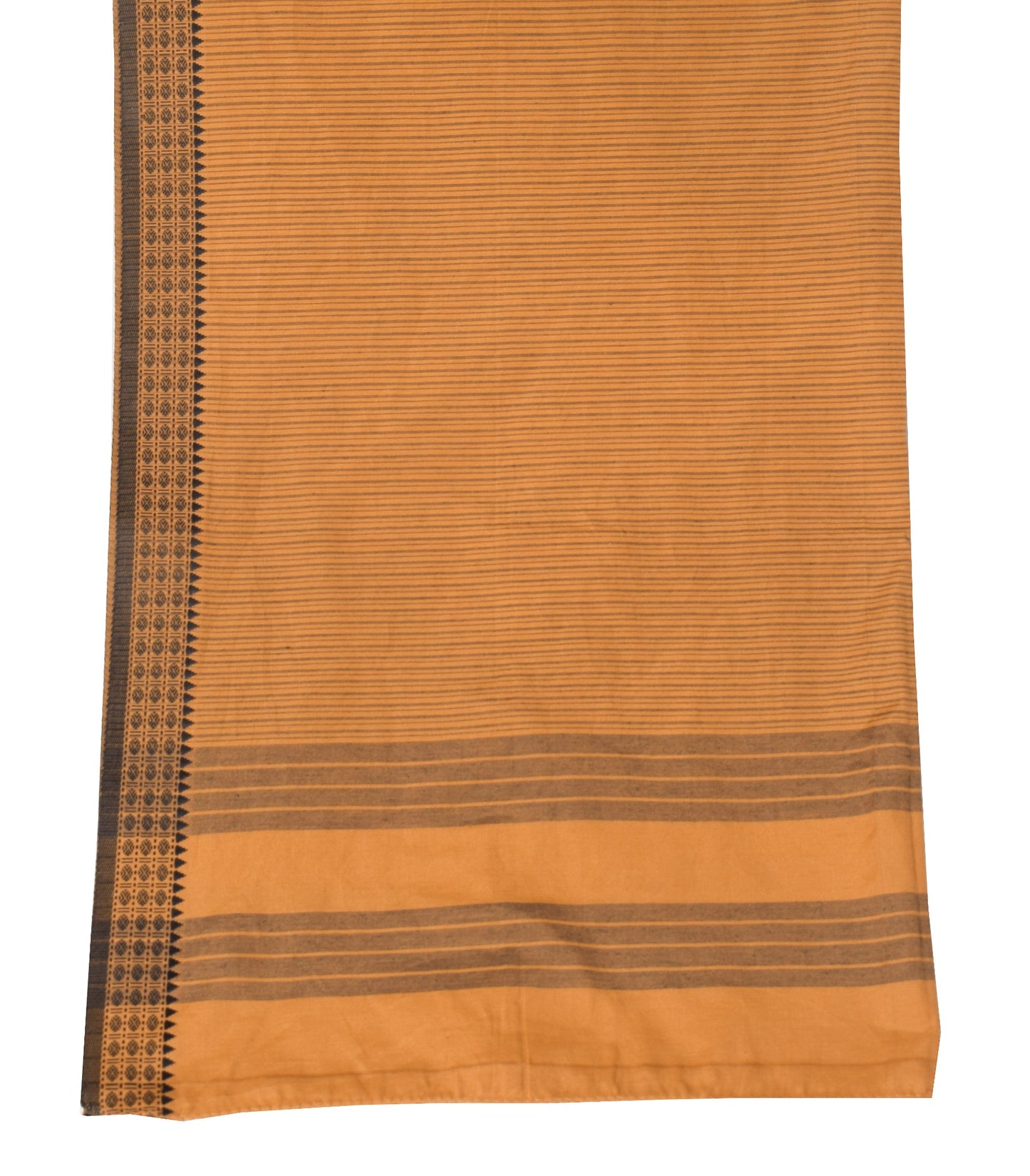Sushila Vintage Mustard Dupatta 100% Pure Cotton Hand Woven Stripes Long Stole