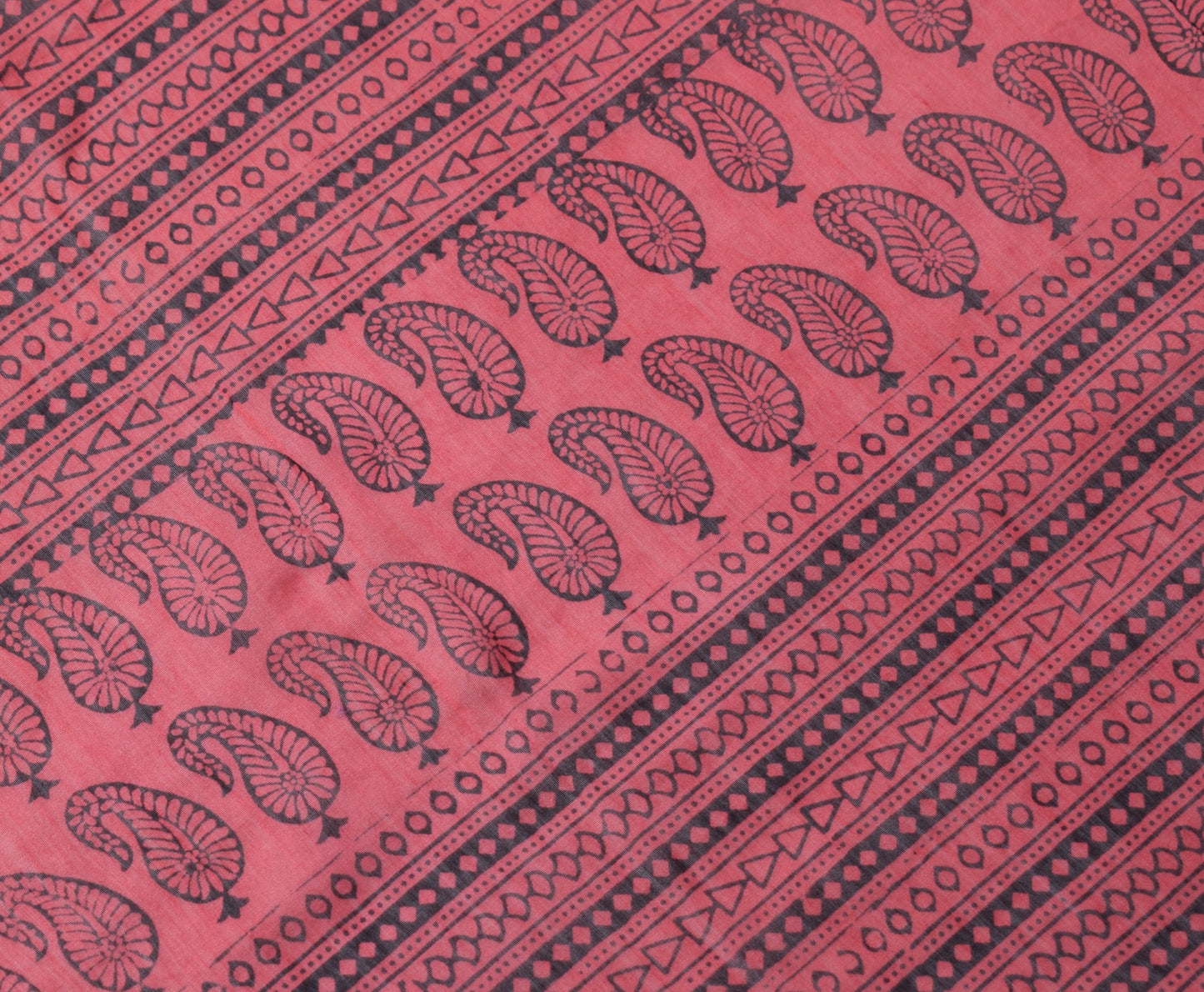 Sushila Vintage Hand Block Printed Dupatta Maroon Pure Cotton Silk Long Stole