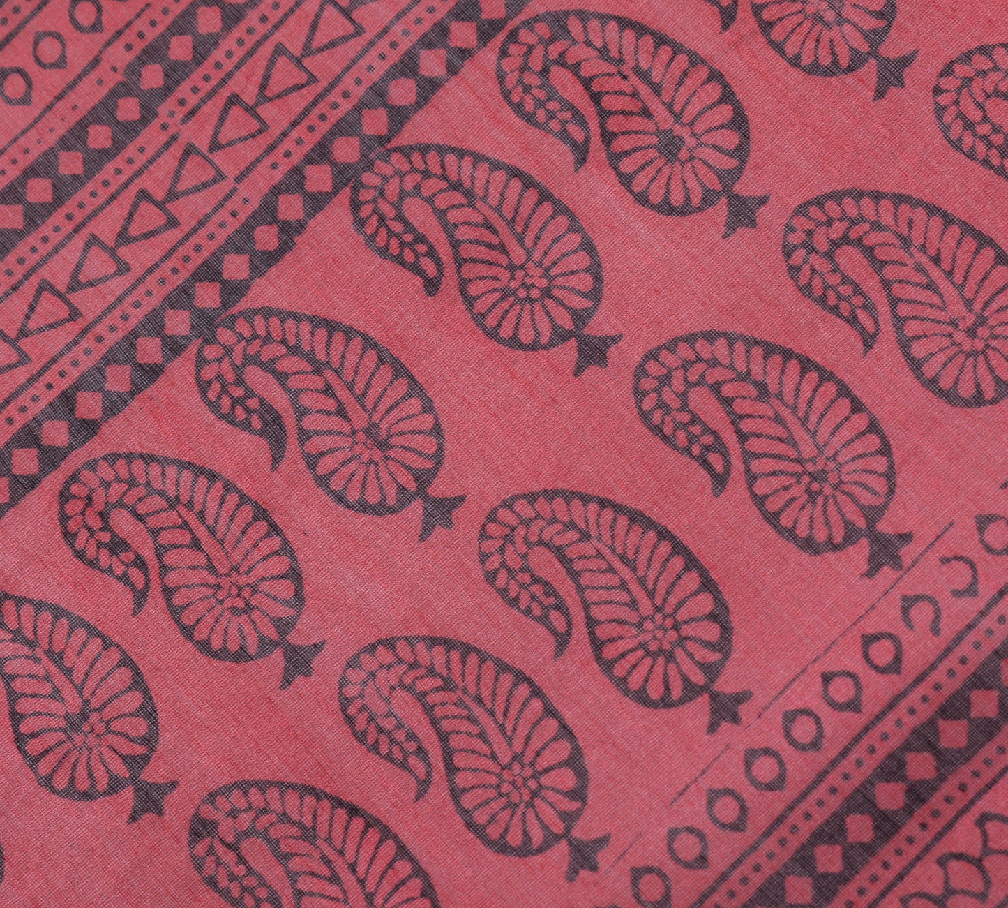 Sushila Vintage Hand Block Printed Dupatta Maroon Pure Cotton Silk Long Stole