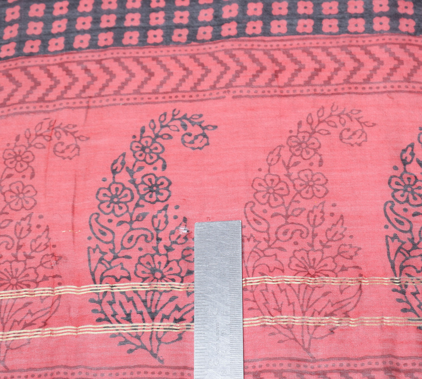 Sushila Vintage Hand Block Printed Dupatta Maroon Pure Cotton Silk Long Stole