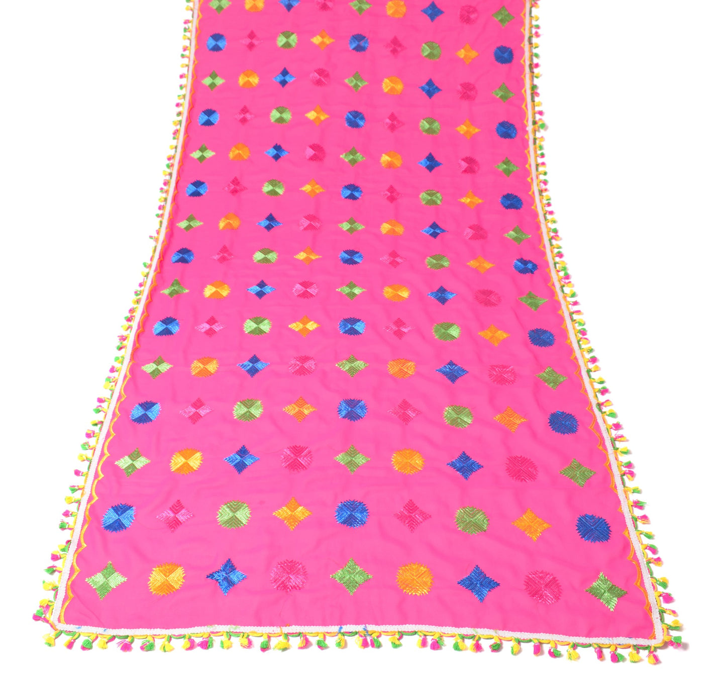 Sushila Vintage Magenta Dupatta Georgette Bagh Phulkari Embroidered Long Stole