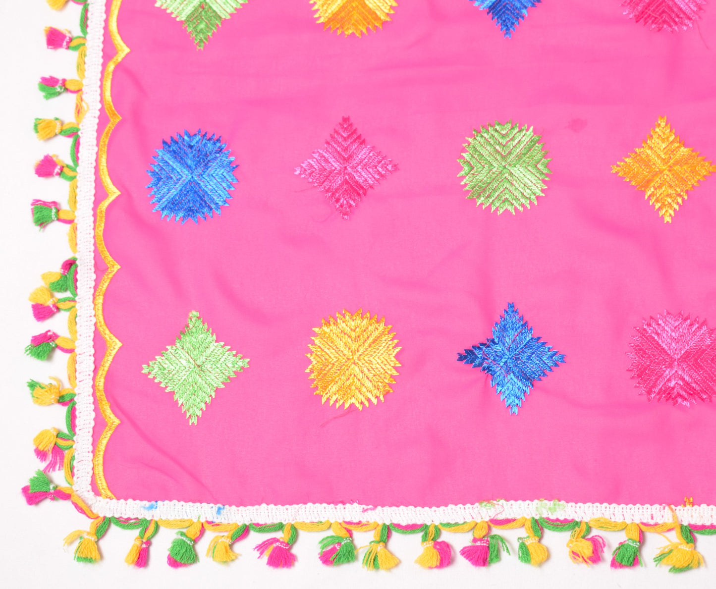 Sushila Vintage Magenta Dupatta Georgette Bagh Phulkari Embroidered Long Stole