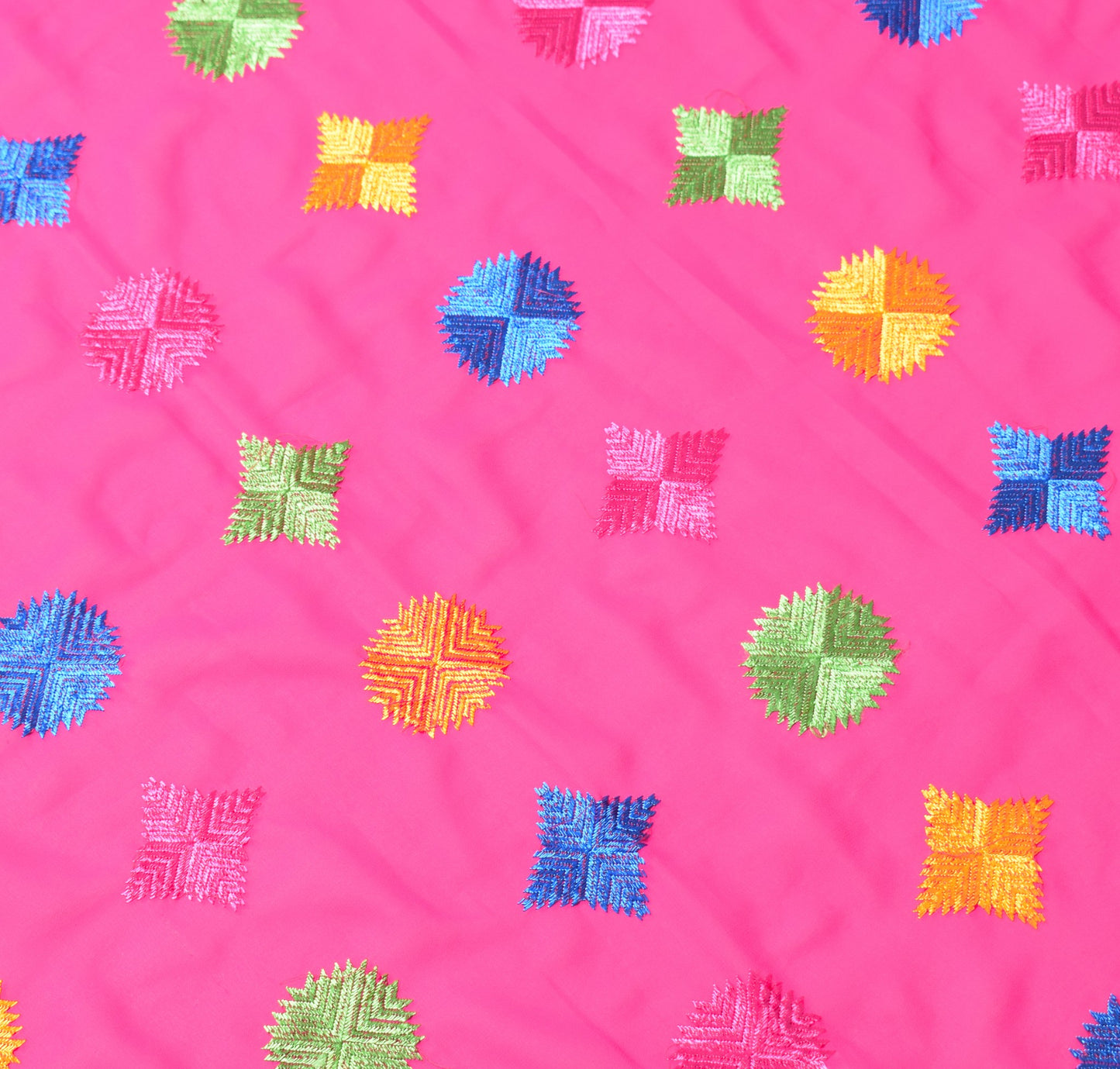 Sushila Vintage Magenta Dupatta Georgette Bagh Phulkari Embroidered Long Stole
