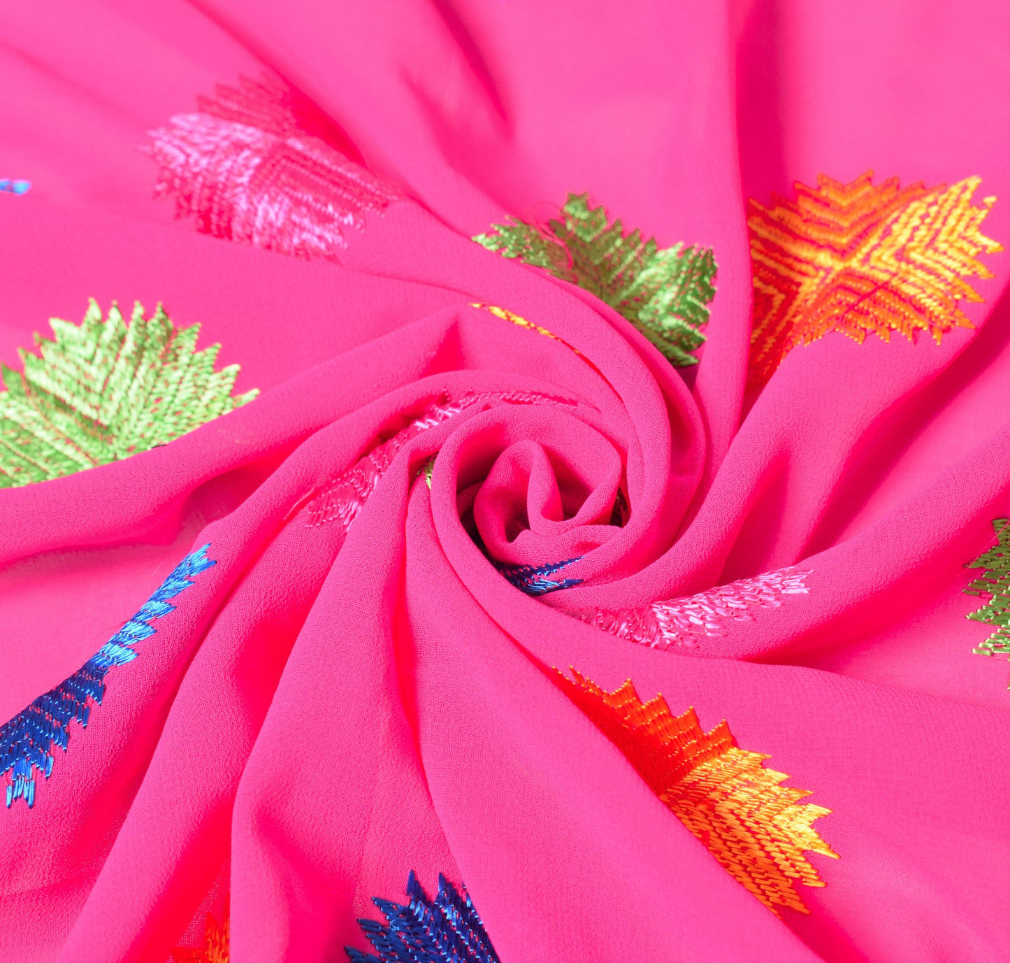 Sushila Vintage Magenta Dupatta Georgette Bagh Phulkari Embroidered Long Stole