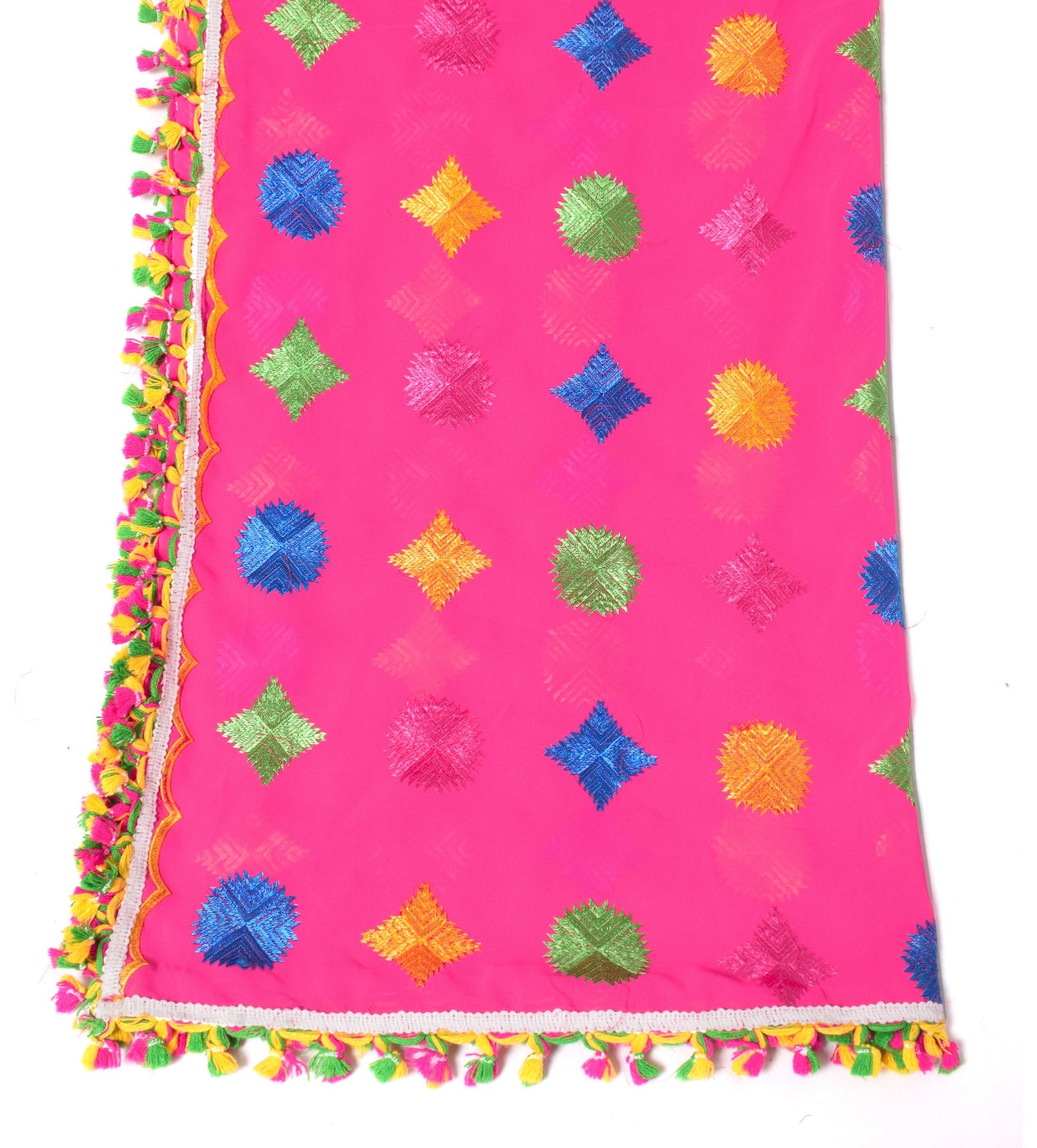 Sushila Vintage Magenta Dupatta Georgette Bagh Phulkari Embroidered Long Stole