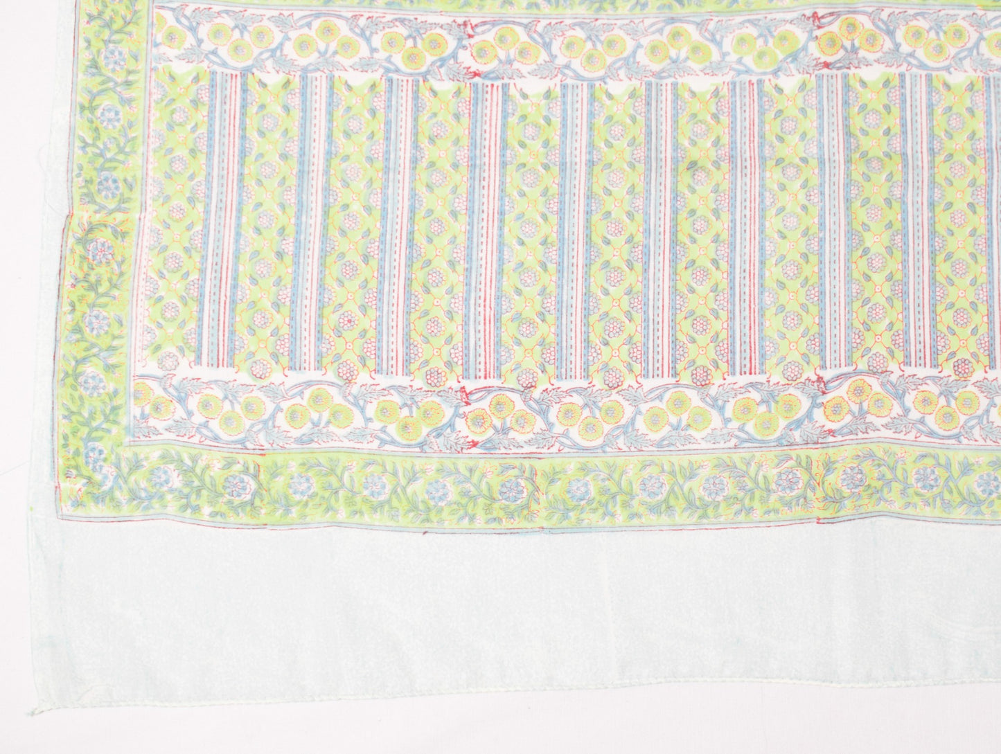 Sushila Vintage White BRANDED Dupatta Pure Cotton Hand Block Printed Long Stole
