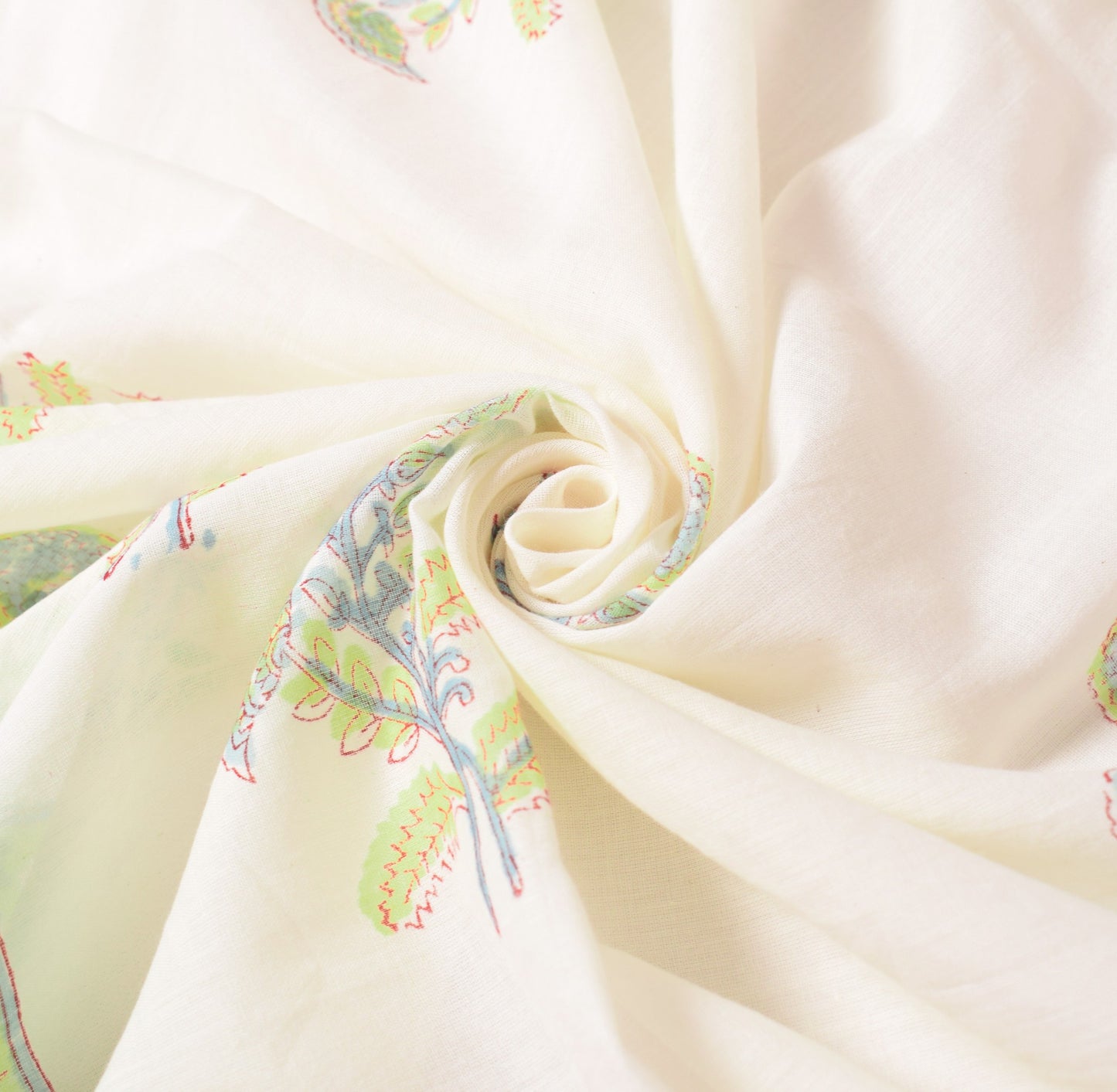 Sushila Vintage White BRANDED Dupatta Pure Cotton Hand Block Printed Long Stole
