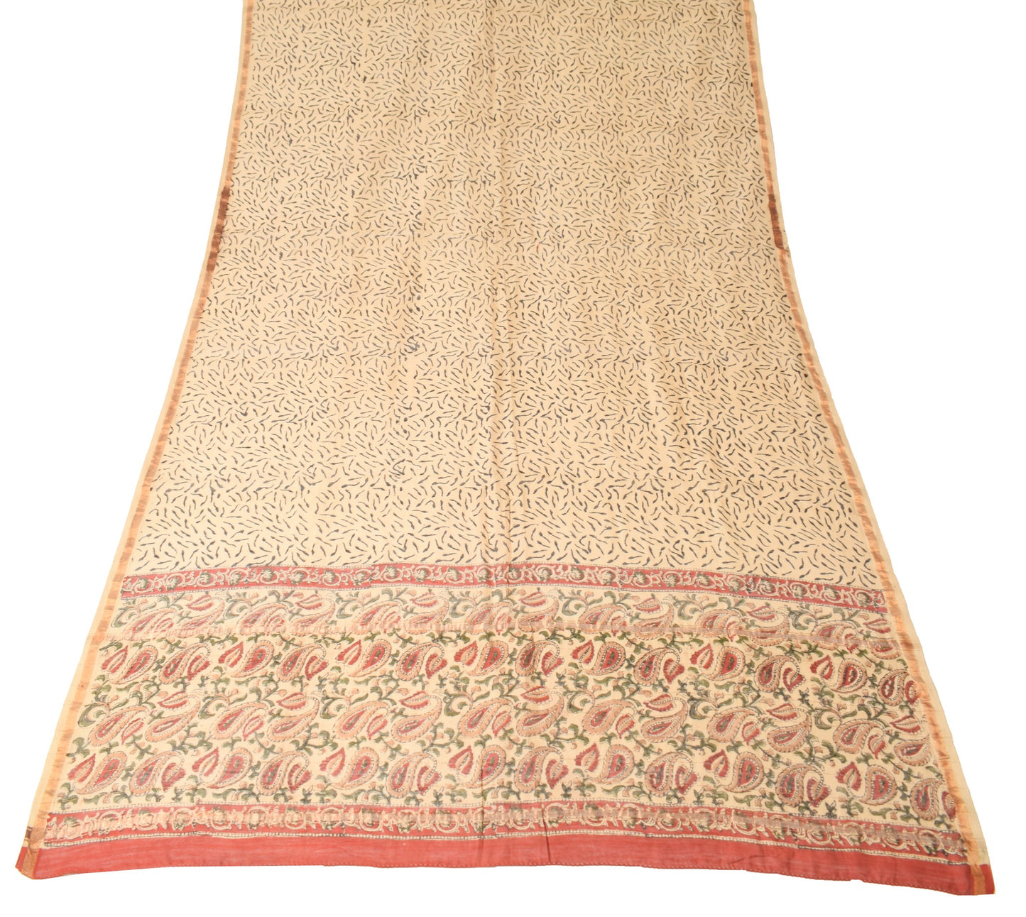 Sushila Vintage Hand Block Printed Dupatta 100%Pure Cotton Silk Brown Long Stole