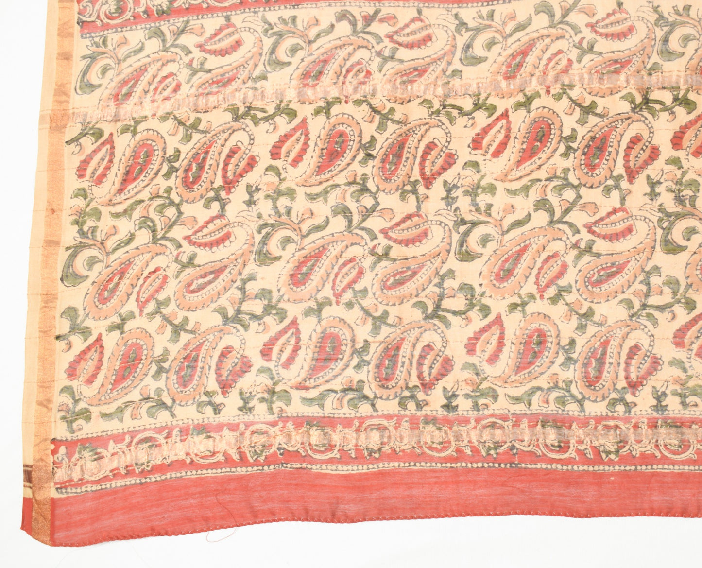 Sushila Vintage Hand Block Printed Dupatta 100%Pure Cotton Silk Brown Long Stole