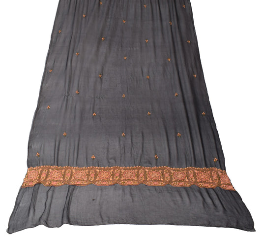 Sushila Vintage Hand Embroidered Dupatta Black Pure Georgette Floral Long Stole