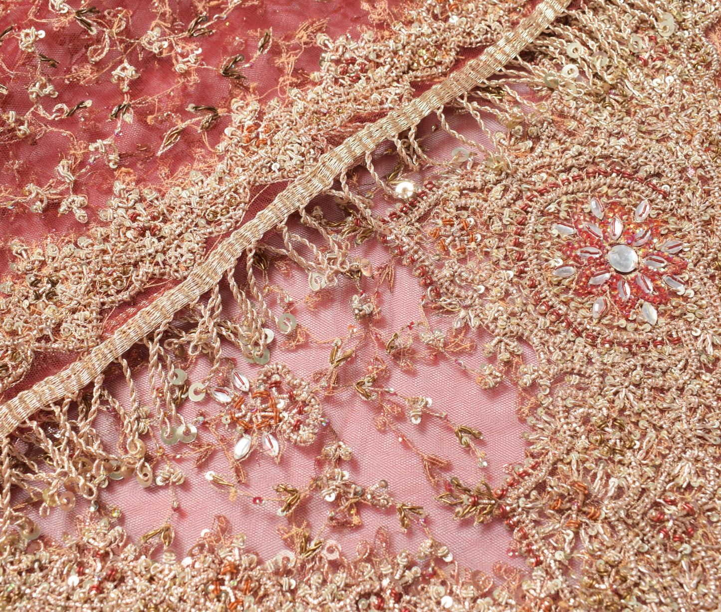Sushila Vintage Maroon Heavy Dupatta Zardozi & Sequins Embellish Net Long Stole