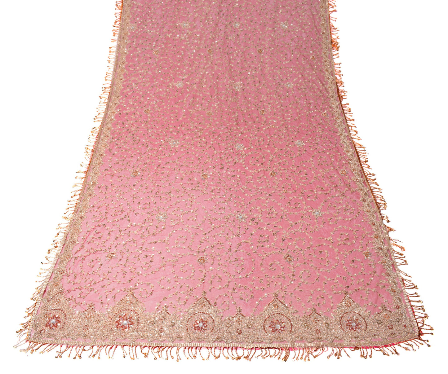 Sushila Vintage Maroon Heavy Dupatta Zardozi & Sequins Embellish Net Long Stole
