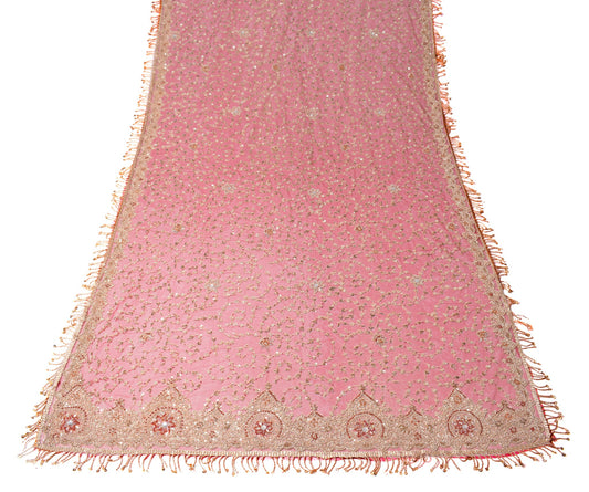 Sushila Vintage Maroon Heavy Dupatta Zardozi & Sequins Embellish Net Long Stole