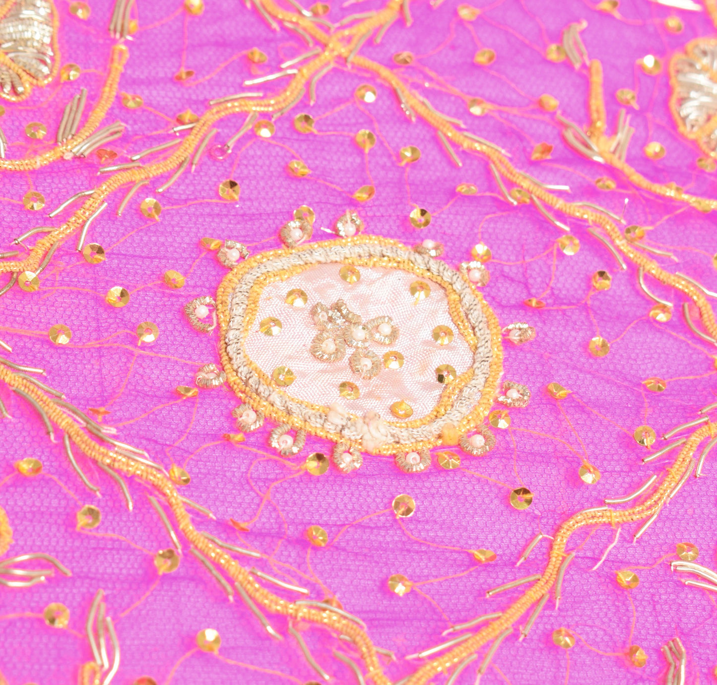Sushila Vintage Magenta Gold Heavy Dupatta Pure Chiffon Hand Beaded Long Stole