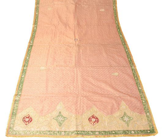 Sushila Vintage Golden Heavy Dupatta Art Tissue Hand Beaded Zardozi Long Stole