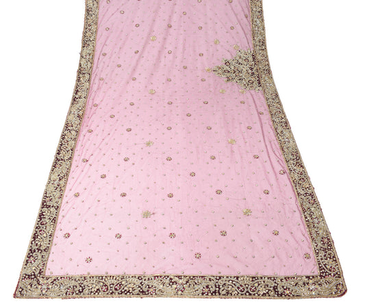 Sushila Vintage Magenta Heavy Dupatta Net Zardozi with Velvet Border Long Stole