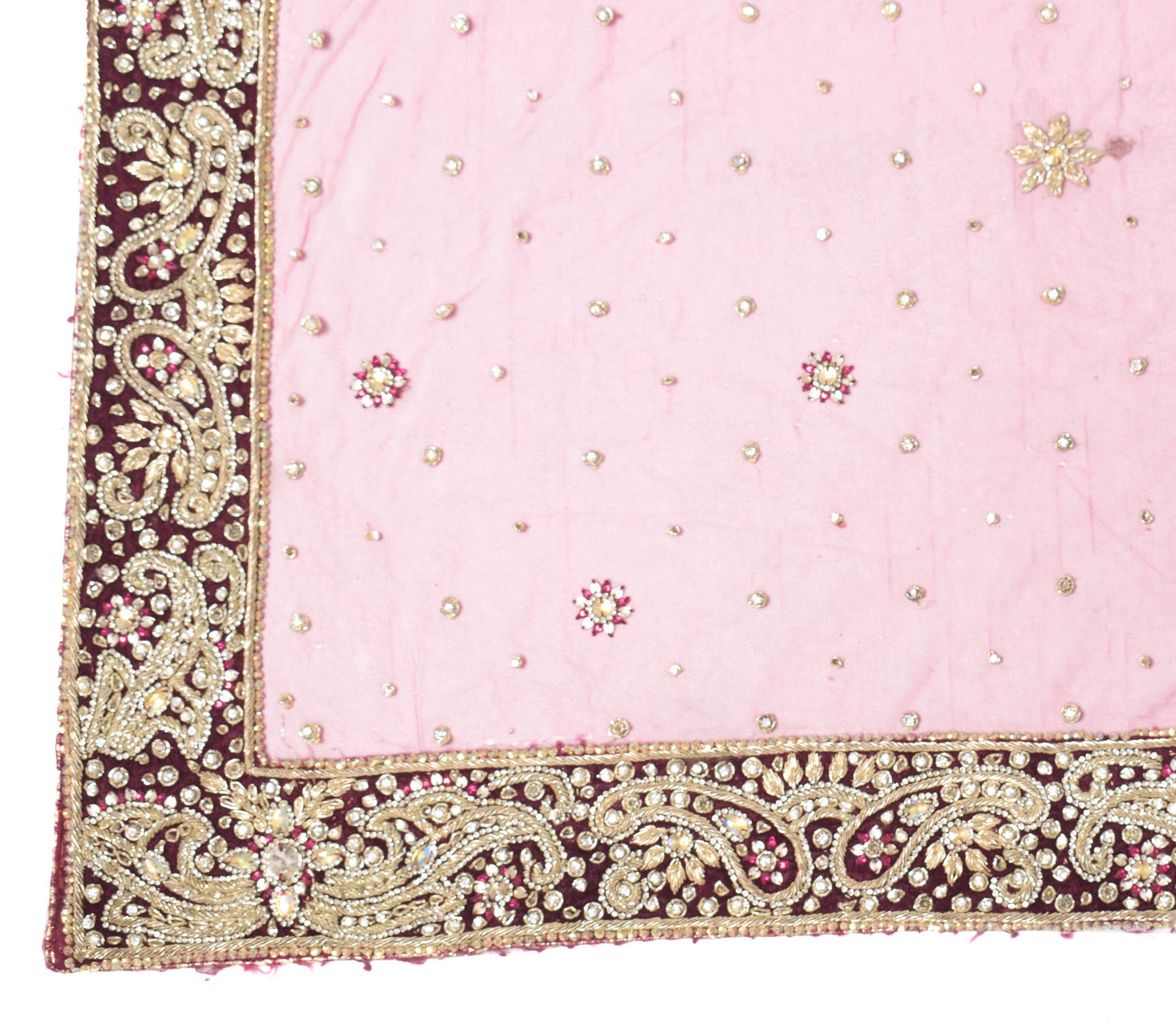 Sushila Vintage Magenta Heavy Dupatta Net Zardozi with Velvet Border Long Stole