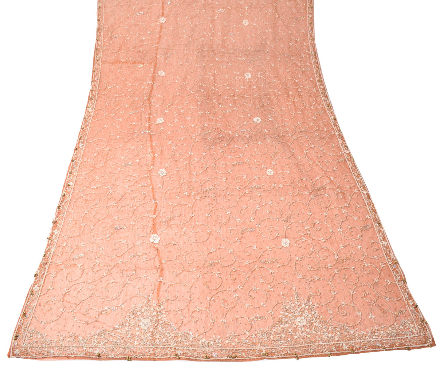Sushila Vintage Net & Tissue Heavy Dupatta Zardozi Sequins Work Rust Long Stole
