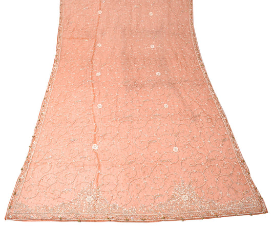 Sushila Vintage Net & Tissue Heavy Dupatta Zardozi Sequins Work Rust Long Stole