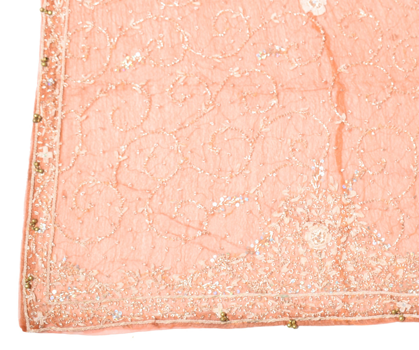 Sushila Vintage Net & Tissue Heavy Dupatta Zardozi Sequins Work Rust Long Stole