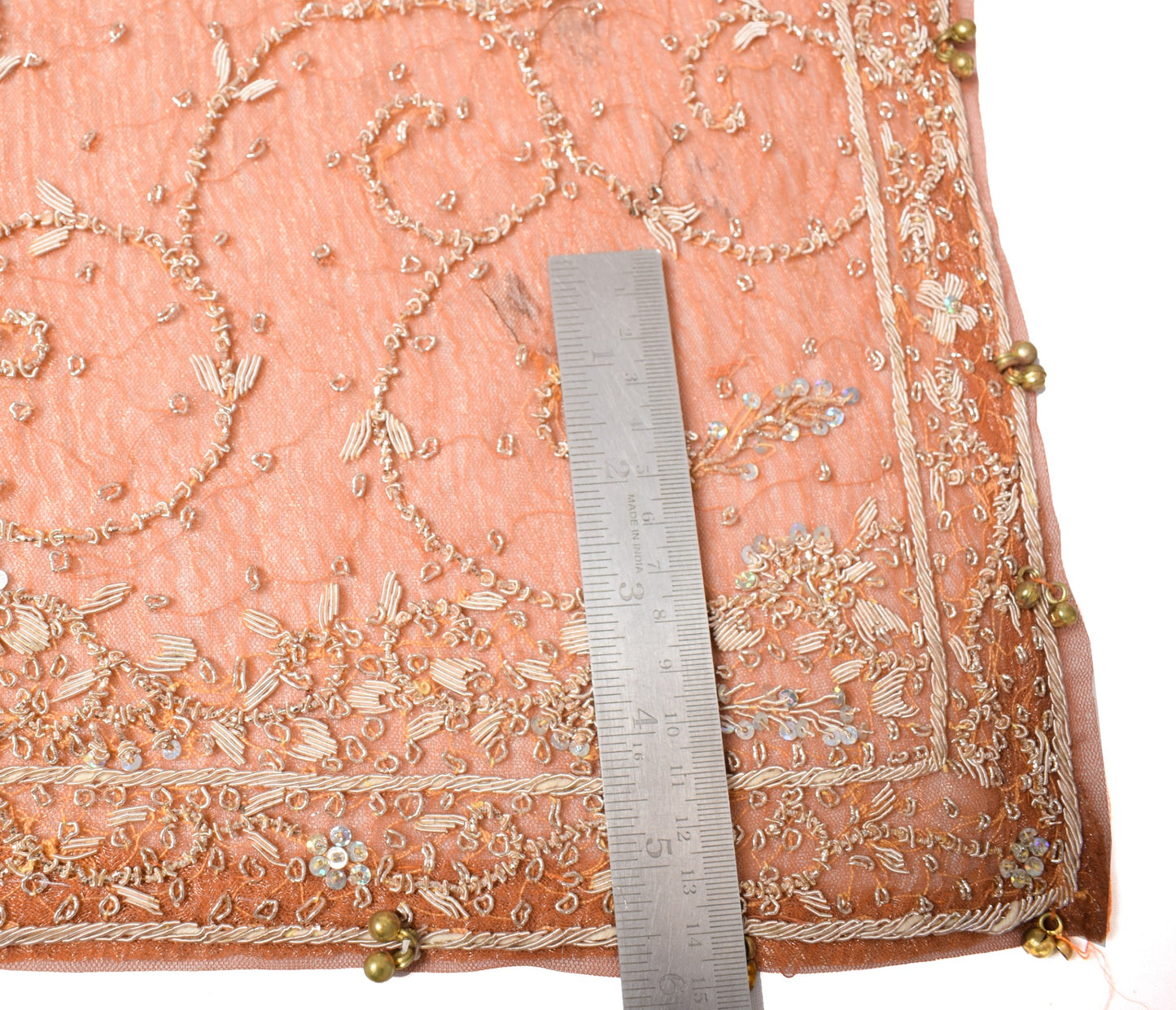 Sushila Vintage Net & Tissue Heavy Dupatta Zardozi Sequins Work Rust Long Stole