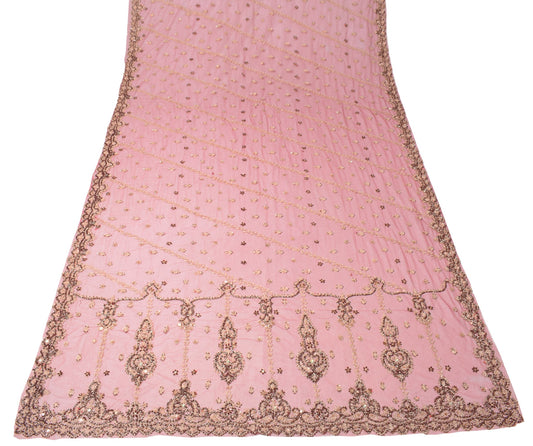 Sushila Vintage Net Mesh Heavy Dupatta Maroon Sequins Zardozi Work Long Stole